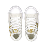 White & Gold Kids Hightop Canvas Shoe
